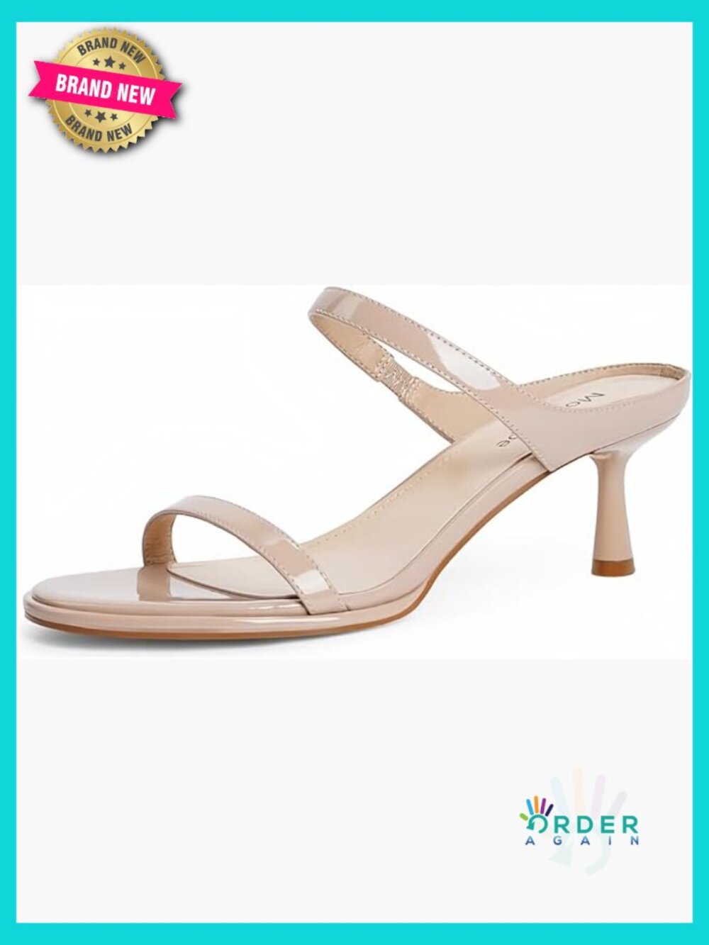 Two Strap Kitten Heel Sandals Slip On Rounded Toe Classic Simple Heels